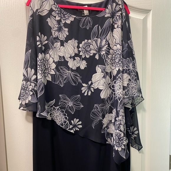 Connected Apparel Womens Navy Drapey Midi Formal Cocktail and Party Dress. - Picture 1 of 4